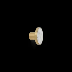 Brass and Stone Hook / Knob - White Marble