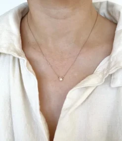 Cinq Droplet Necklace, Beige Silk Cord