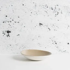 Dadasi Stoneware Dessert Plate, Matte White + Linen