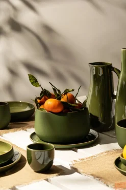 Ewa Stoneware Medium Serving Bowl, Matte Green