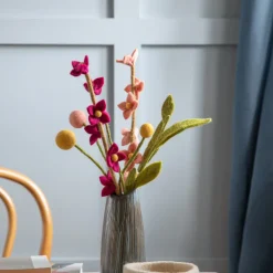 Felt Flowers on Stalk, Cerise