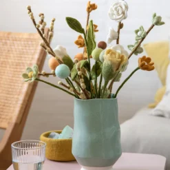 Felt White Roses Branch