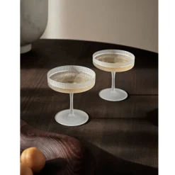 Ferm Living Ripple Champagne Saucers / Coupes, Frost - Set of 2