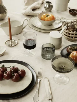 Ferm Living Ripple Champagne Saucers / Coupes, Smoke - Set of 2