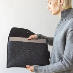 Graf Lantz Merino Wool Envelope 16" Tech Sleeve, Charcoal