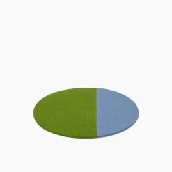 Jaunt 10" Round Merino Wool Felt Trivet, Loden Green/Horizon