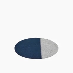 Jaunt 10" Round Merino Wool Felt Trivet, Marine / Granite