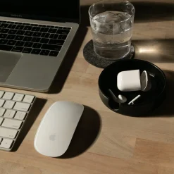 Kobon Black Leather Tray, Round