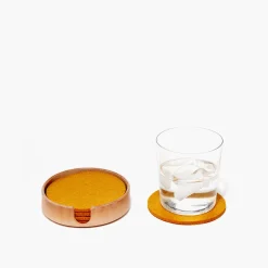 Kobon Natural Leather Tray, Round