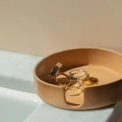 Kobon Natural Leather Tray, Round