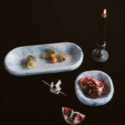 Large Marble Facet Bowl, White Carrara