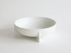 Large Round Standing Bowl, White