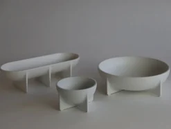 Large Round Standing Bowl, White