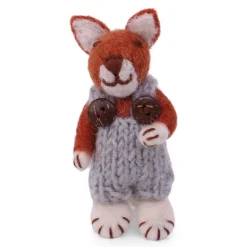 Little Felt Fox, Blue Overalls