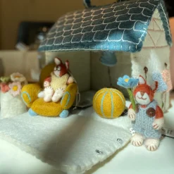 Little Felt Fox, Blue Overalls