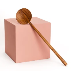 Long Handled Teak Round Spoon, Small