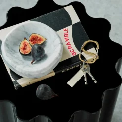 Marble Facet Tray, White Carrara Marble