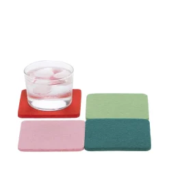 Merino Wool Felt Multi Color Coasters Set of 4, Square