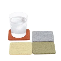 Merino Wool Felt Multi Color Coasters Set of 4, Square