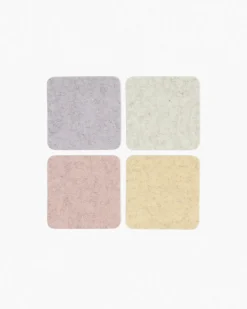 Merino Wool Felt Multi Color Coasters Set of 4, Square