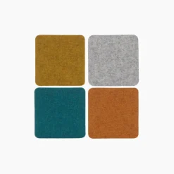 Merino Wool Felt Multi Color Coasters Set of 4, Square