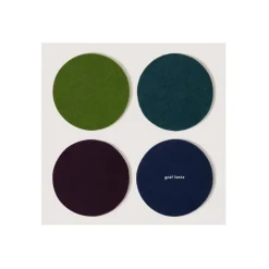Merino Wool Felt Multi-Color Coasters Set of 4, Round
