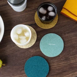 Merino Wool Felt Multi-Color Coasters Set of 4, Round