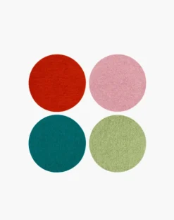 Merino Wool Felt Multi-Color Coasters Set of 4, Round