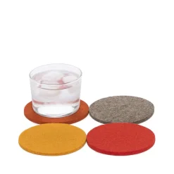 Merino Wool Felt Multi-Color Coasters Set of 4, Round