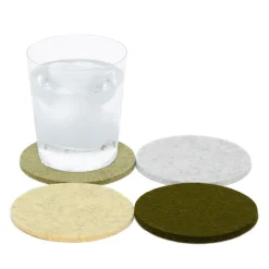 Merino Wool Felt Multi-Color Coasters Set of 4, Round