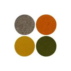 Merino Wool Felt Multi-Color Coasters Set of 4, Round