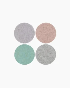 Merino Wool Felt Multi-Color Coasters Set of 4, Round