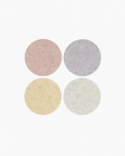 Merino Wool Felt Multi-Color Coasters Set of 4, Round