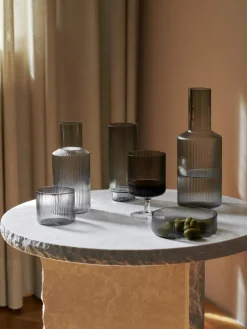 Ripple Glass Carafe, Smoked Grey