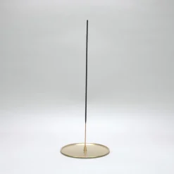 Round Flat Matte Brass Incense Holder
