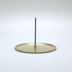 Round Flat Matte Brass Incense Holder