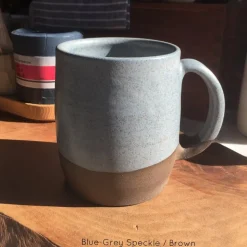 Slow Studio Ceramic Mug, Blue-Grey Speckle/Brown