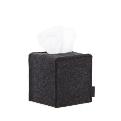 Small Merino Wool Felt Tissue Box Cover, Charcoal