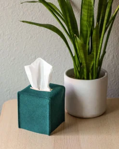 Small Merino Wool Felt Tissue Box Cover, Kombu
