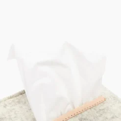 Small Merino Wool Felt Tissue Box Cover, Heather White