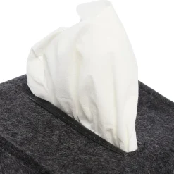 Small Merino Wool Felt Tissue Box Cover, Charcoal