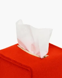 Small Merino Wool Felt Tissue Box Cover, Orange