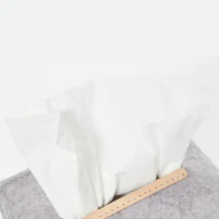 Small Merino Wool Felt Tissue Box Cover, Granite