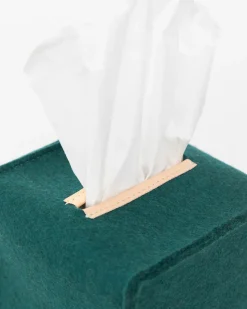 Small Merino Wool Felt Tissue Box Cover, Kombu