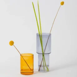 Stacking Glass Vase, Grey + Orange