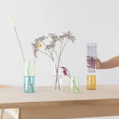 Stacking Glass Vase, Grey + Orange