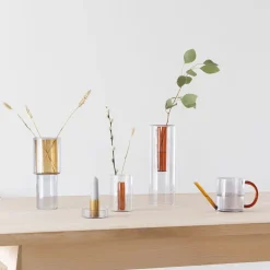 Stacking Glass Vase, Grey + Orange