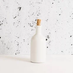 Stoneware Olive Oil Bottle, Matte White