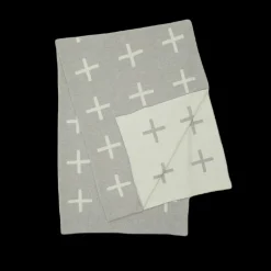 Wool Knit Cross Throw, Grey